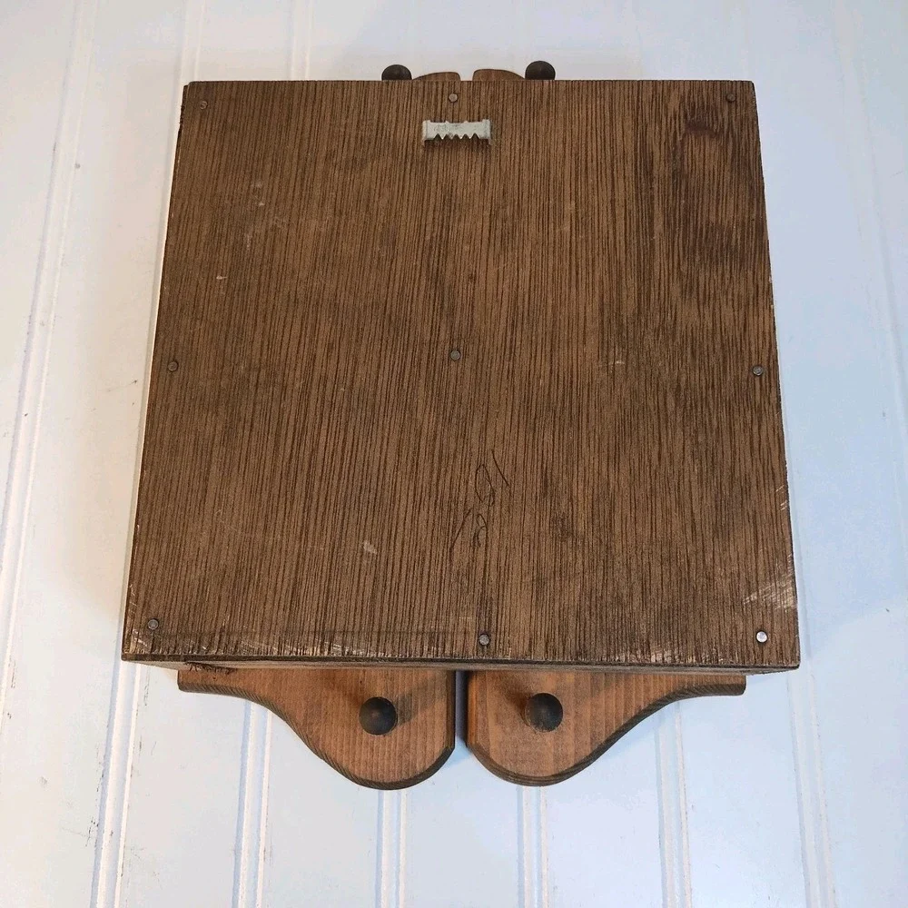Vintage Heart Cut Out Wood Wall Cabinet Shelf Curio Spice 4 Hidden Pegs Cottage